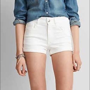American Eagle White Hi-Rise Stretch Shorts AEO 4